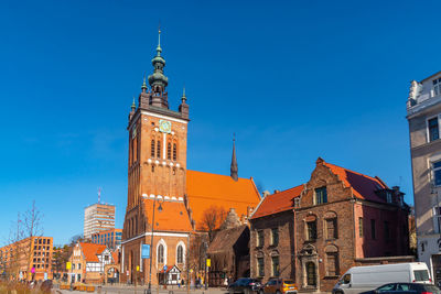 Low angle view of cathedral against blue sky