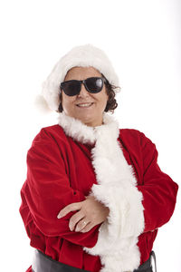 Portrait of a smiling young man against white background