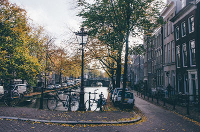 Cars parked in canal