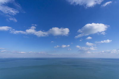 Scenic view of sea against blue sky