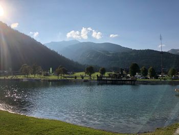 Scenic view of lake against sky