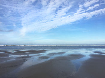 Scenic view of sea against cloudy sky