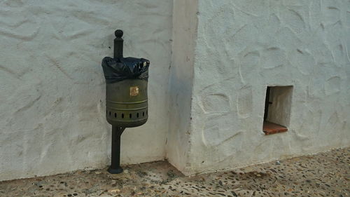 Close-up of mailbox on wall