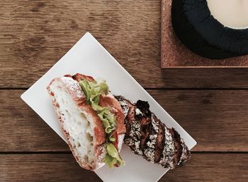 High angle view of food on plate