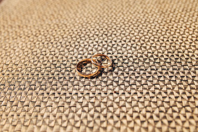 Close-up of rings on metal surface