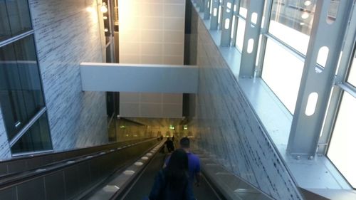 Escalator in modern building