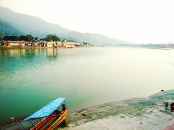 Scenic view of ganges river against sky