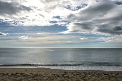 Scenic view of beach against sky