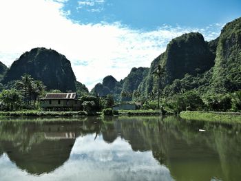 Scenic view of lake against sky