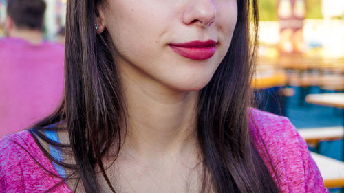 Cropped image of smiling woman