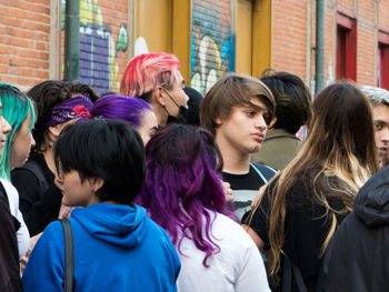 Group of young people in trendy clothing