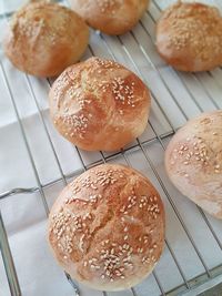 High angle view of bread on table