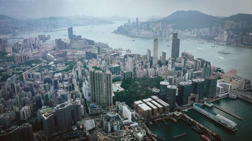 Aerial view of city at waterfront