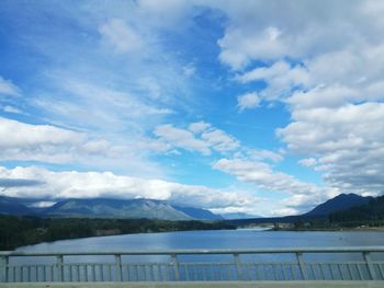 Scenic view of landscape and mountains against sky