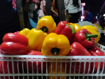 Close-up of bell peppers for sale in market