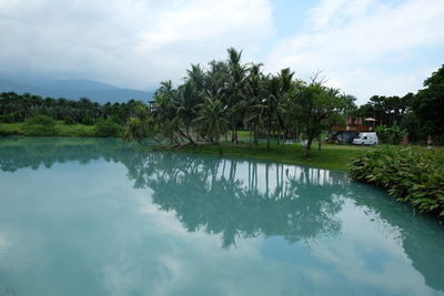 Scenic view of lake against sky