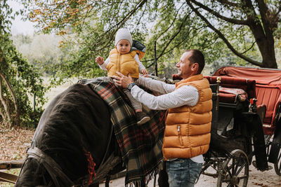 Family time, father and son learning new things