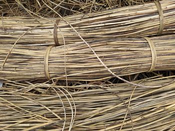 Full frame shot pile of raw rattan