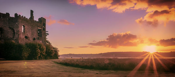 Scenic view of sunset over landscape