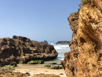 Scenic view of sea against clear sky