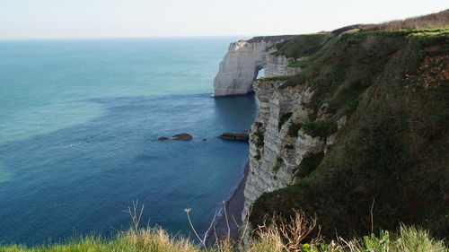 Scenic view of sea against clear sky