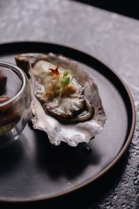 Close-up of food in plate on table