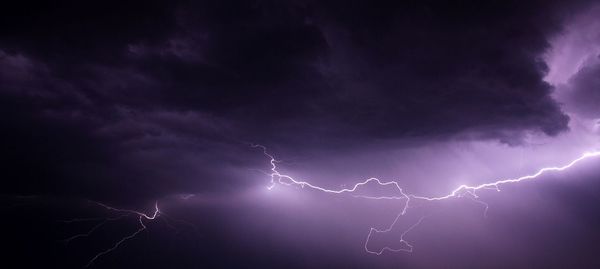 Low angle view of lightning in sky