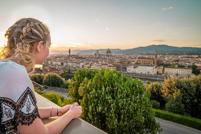 Man looking at cityscape