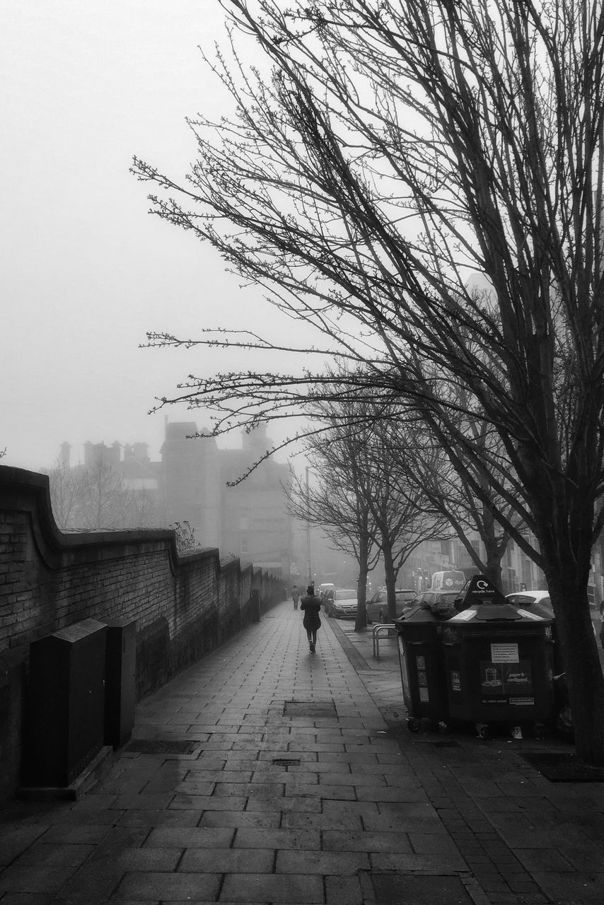 VIEW OF CITY STREET DURING FOGGY WEATHER