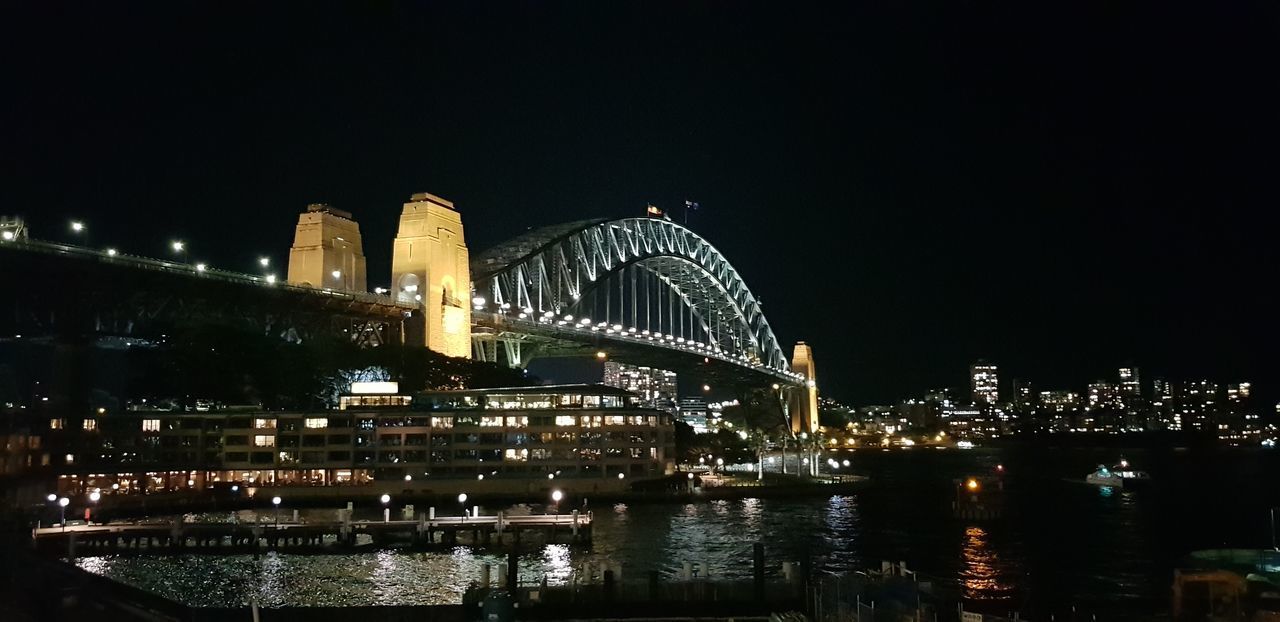 ILLUMINATED MODERN BUILDINGS AT NIGHT