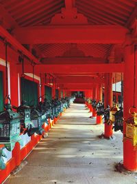 Lanterns hanging in corridor