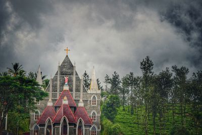 Low angle view of temple against sky