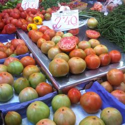 High angle view of fruits for sale at market stall