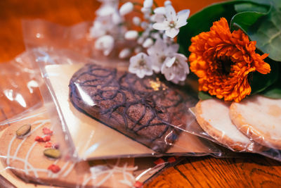 Close-up of food on table