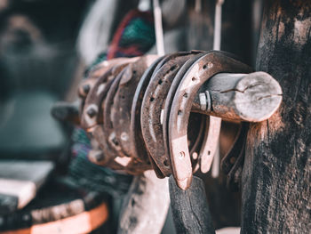 Close-up of rusty machine part