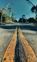 Surface level of road against sky