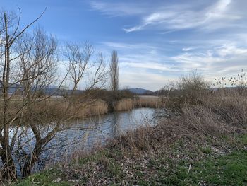 Scenic view of lake against sky