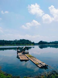 Scenic view of lake against sky