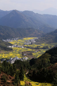 High angle view of countryside landscape