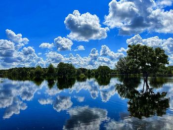 Scenic view of lake against sky