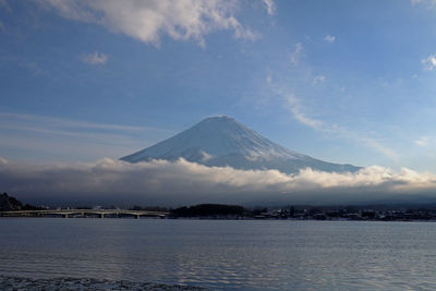 Scenic view of sea against cloudy sky