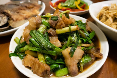 High angle view of meal served in plate