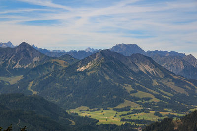 Scenic view of mountains against sky