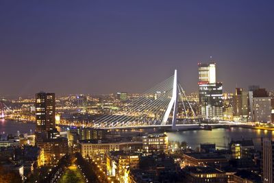 City scenic from rotterdam with the erasmus bridge at night