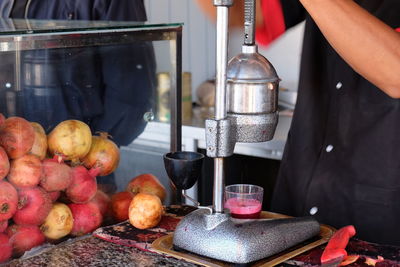 Man preparing food on table