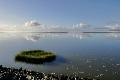 Scenic view of lake against sky