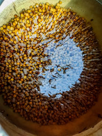 High angle view of bread in container