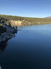 Scenic view of lake against clear sky