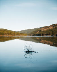 Scenic view of lake against clear sky