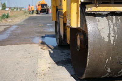 View of road roller on road